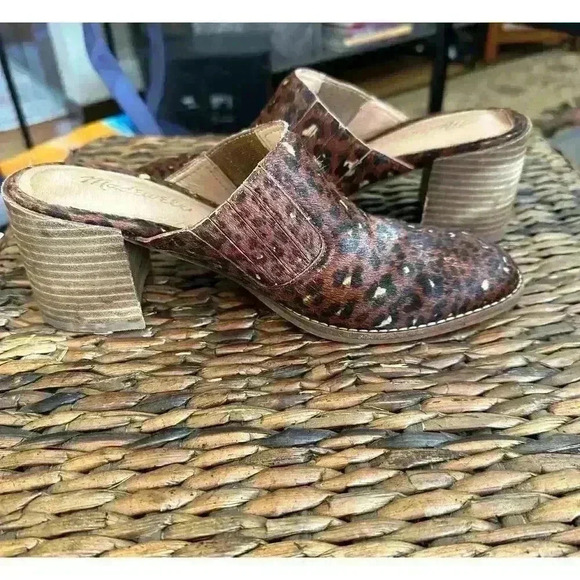 Womans Real Fur Slip-On Heels Mules Fall Animal Print Back To School l SIZE 7 - Picture 4 of 9